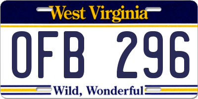 WV license plate OFB296