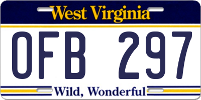 WV license plate OFB297
