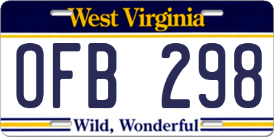 WV license plate OFB298