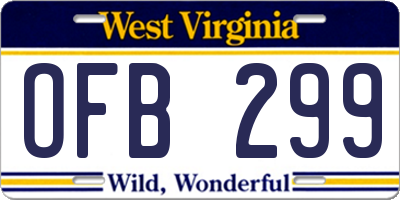 WV license plate OFB299