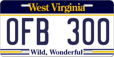 WV license plate OFB300