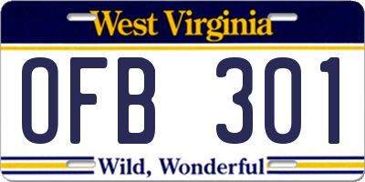 WV license plate OFB301