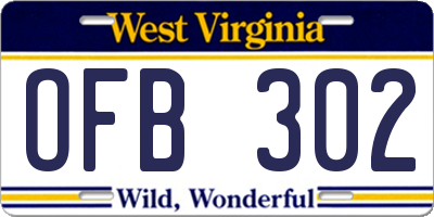 WV license plate OFB302