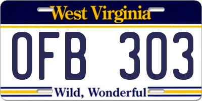 WV license plate OFB303