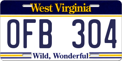 WV license plate OFB304