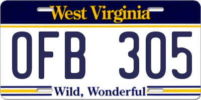 WV license plate OFB305