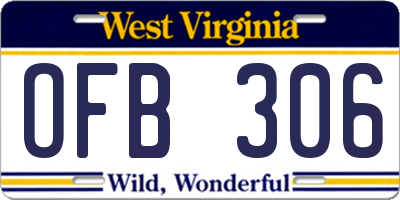 WV license plate OFB306