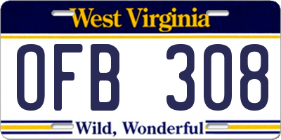 WV license plate OFB308