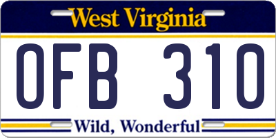 WV license plate OFB310