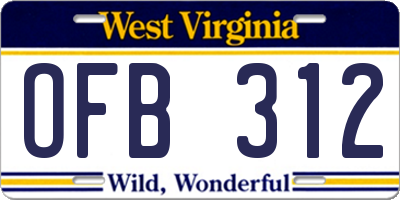 WV license plate OFB312
