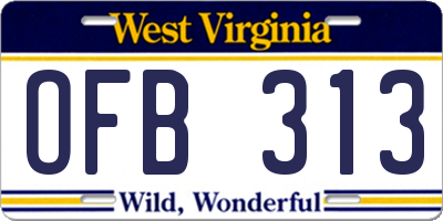 WV license plate OFB313