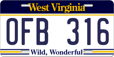 WV license plate OFB316
