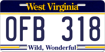 WV license plate OFB318