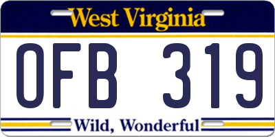 WV license plate OFB319