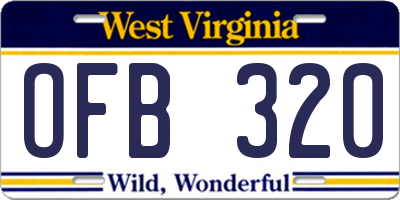 WV license plate OFB320