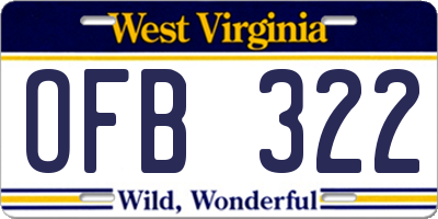 WV license plate OFB322
