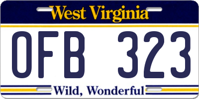 WV license plate OFB323