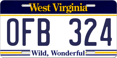 WV license plate OFB324