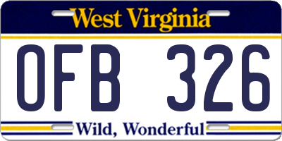 WV license plate OFB326