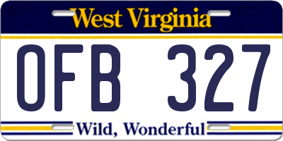 WV license plate OFB327