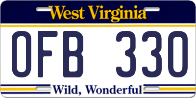 WV license plate OFB330