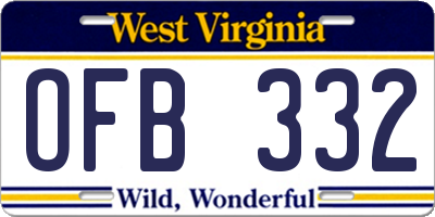 WV license plate OFB332