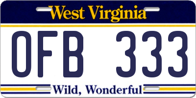 WV license plate OFB333