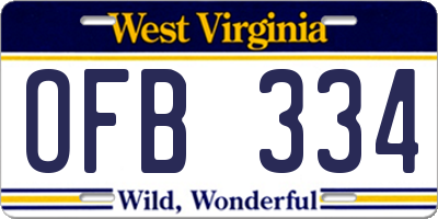 WV license plate OFB334