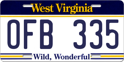 WV license plate OFB335