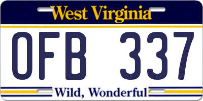WV license plate OFB337