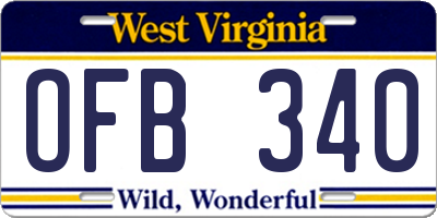 WV license plate OFB340