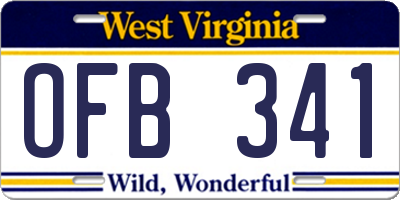 WV license plate OFB341
