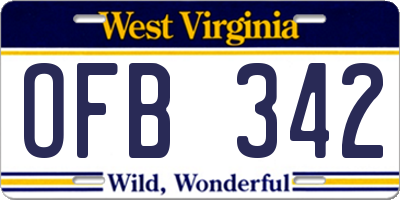 WV license plate OFB342