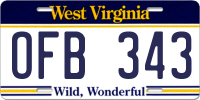 WV license plate OFB343