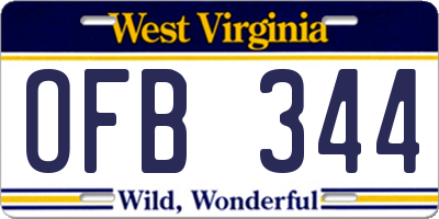 WV license plate OFB344