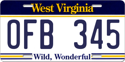 WV license plate OFB345