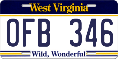 WV license plate OFB346