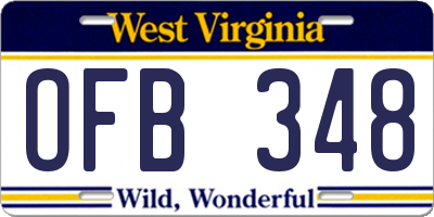 WV license plate OFB348