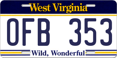 WV license plate OFB353