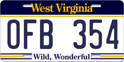 WV license plate OFB354