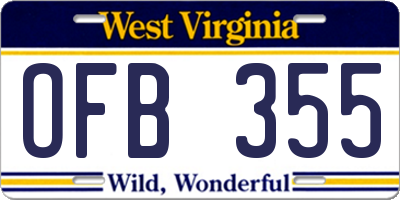 WV license plate OFB355