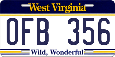 WV license plate OFB356
