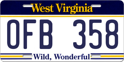 WV license plate OFB358