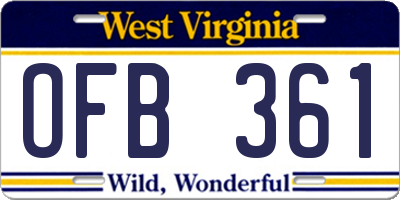 WV license plate OFB361