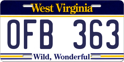 WV license plate OFB363
