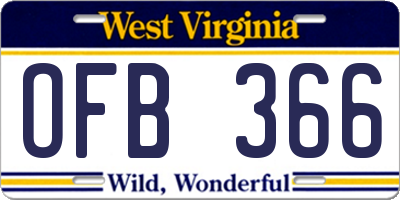 WV license plate OFB366