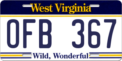 WV license plate OFB367