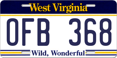 WV license plate OFB368