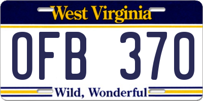WV license plate OFB370