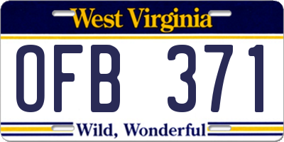 WV license plate OFB371
